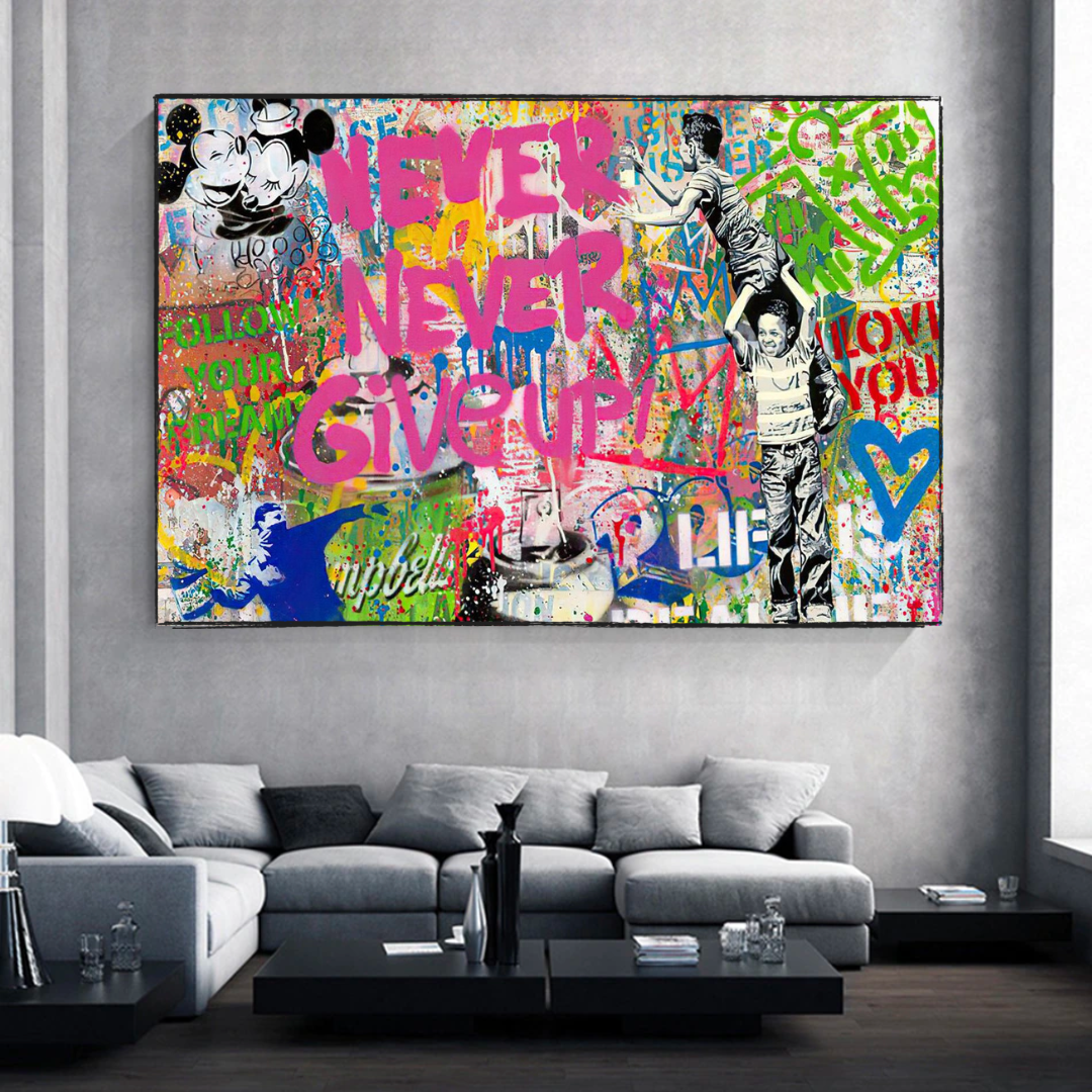 ChandeliersDecor.com-Banksy Wall Poster-Banksy Never Give Up Canvas Wall Art - Banksy Art Print