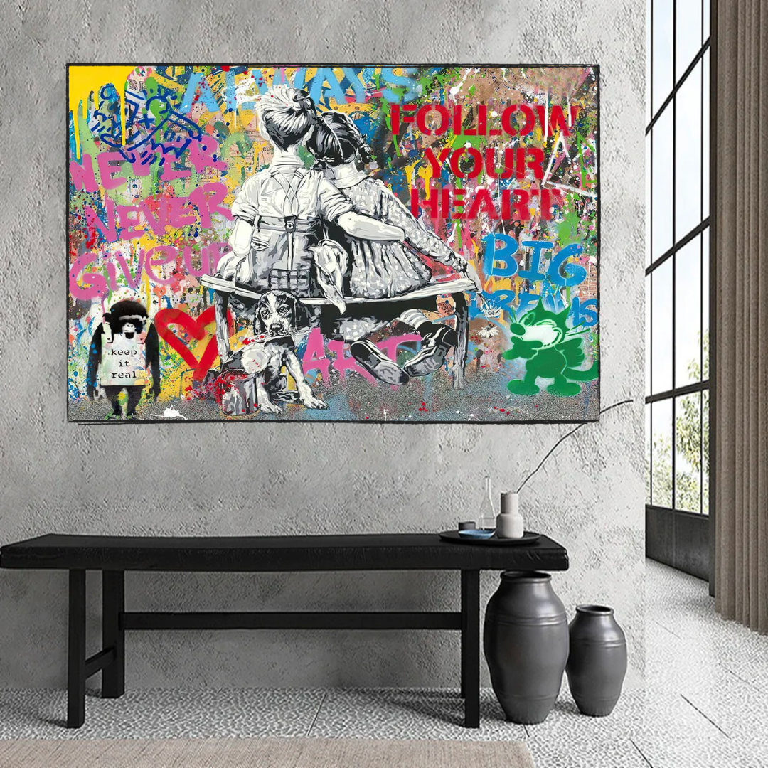 Banksy Never Give Up Follow Your Dreams Canvas Wall Art-ChandeliersDecor.com