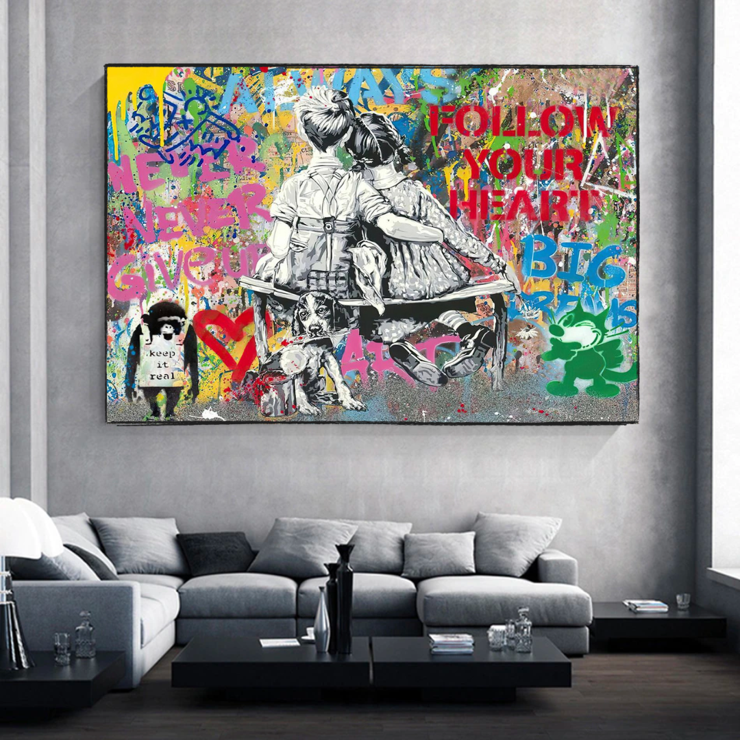 Banksy Never Give Up Follow Your Dreams Canvas Wall Art-ChandeliersDecor.com