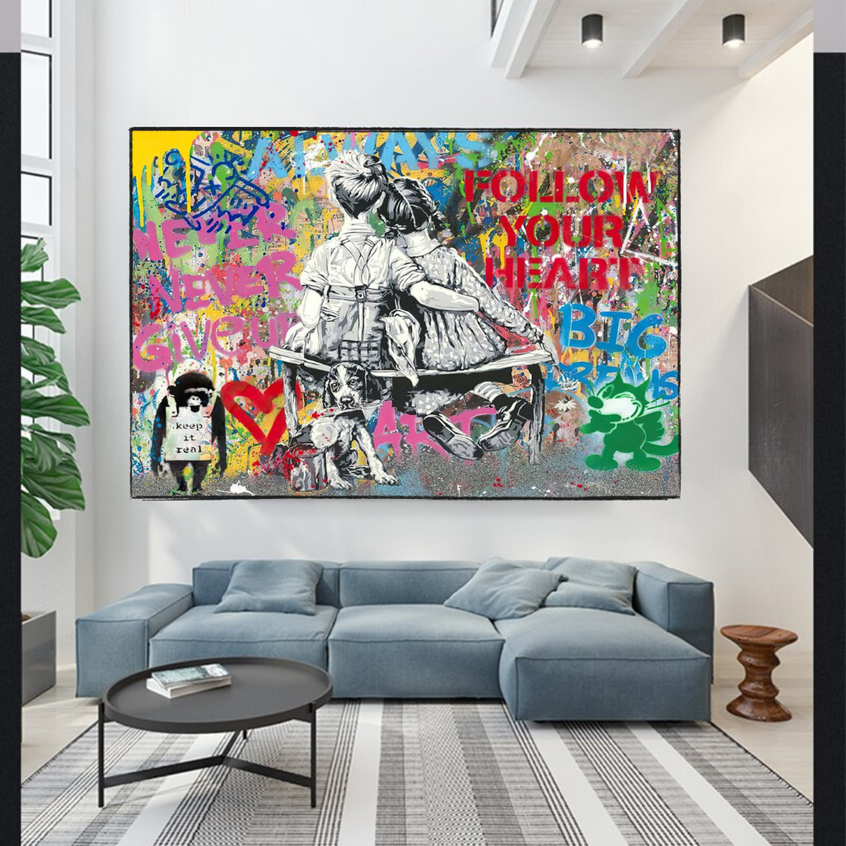 Banksy Never Give Up Follow Your Dreams Canvas Wall Art-ChandeliersDecor.com