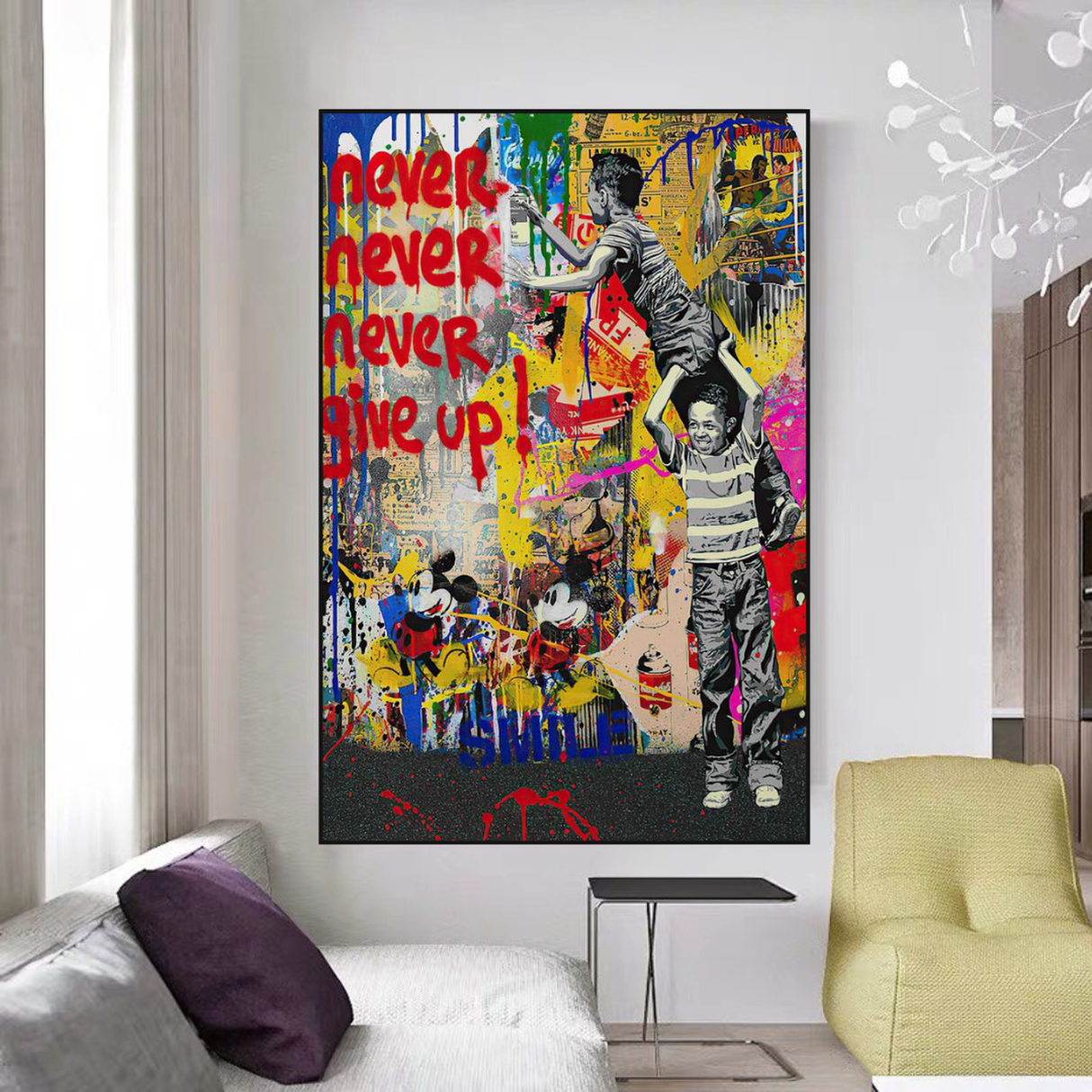 Banksy Never Give Up Poster: Authentic Street Art-ChandeliersDecor.com