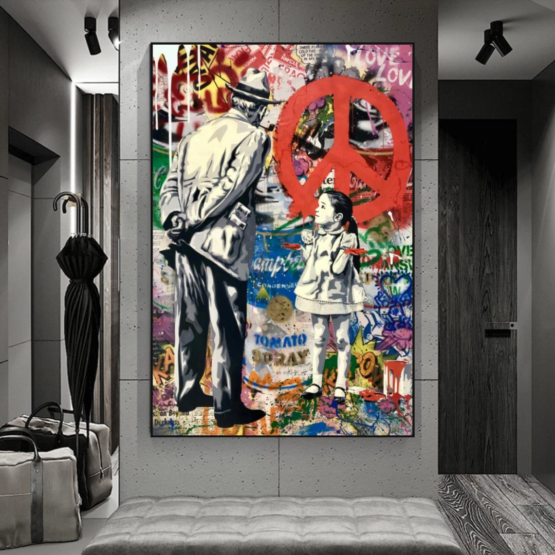 Banksy Peace: Inspirational Street Art Canvas Wall Decor-ChandeliersDecor.com