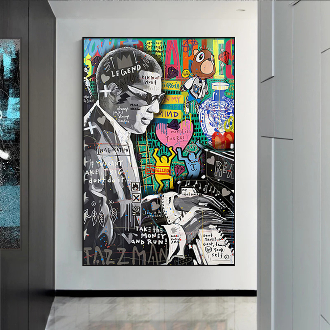 Banksy Ray Charles Robinson American Singer Canvas Wall Art-ChandeliersDecor.com