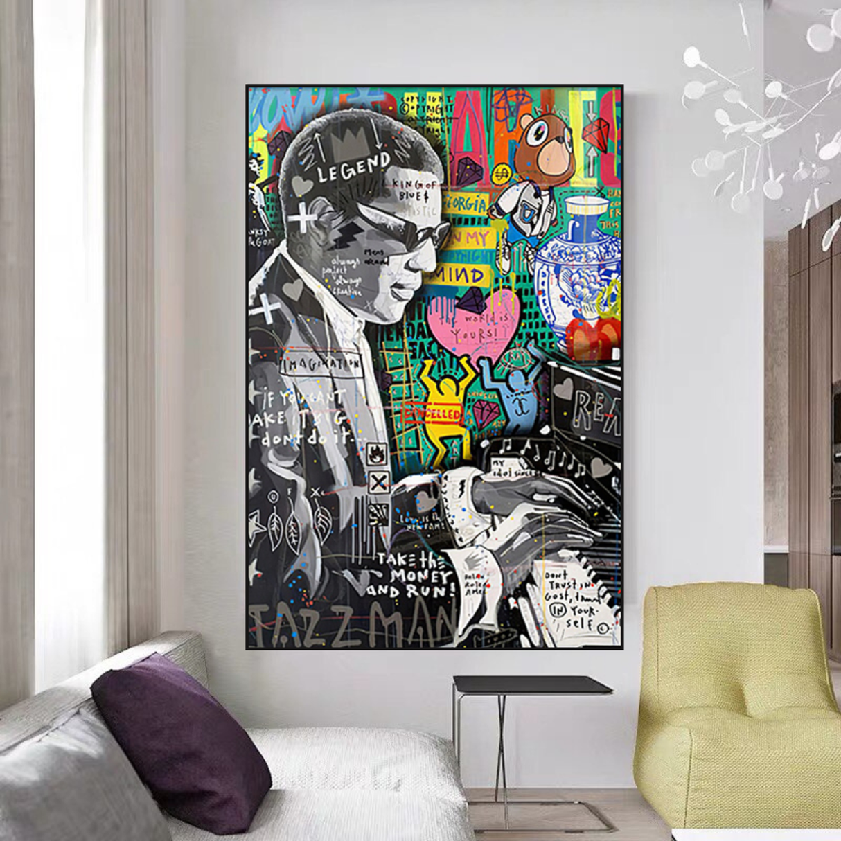 Banksy Ray Charles Robinson American Singer Canvas Wall Art-ChandeliersDecor.com