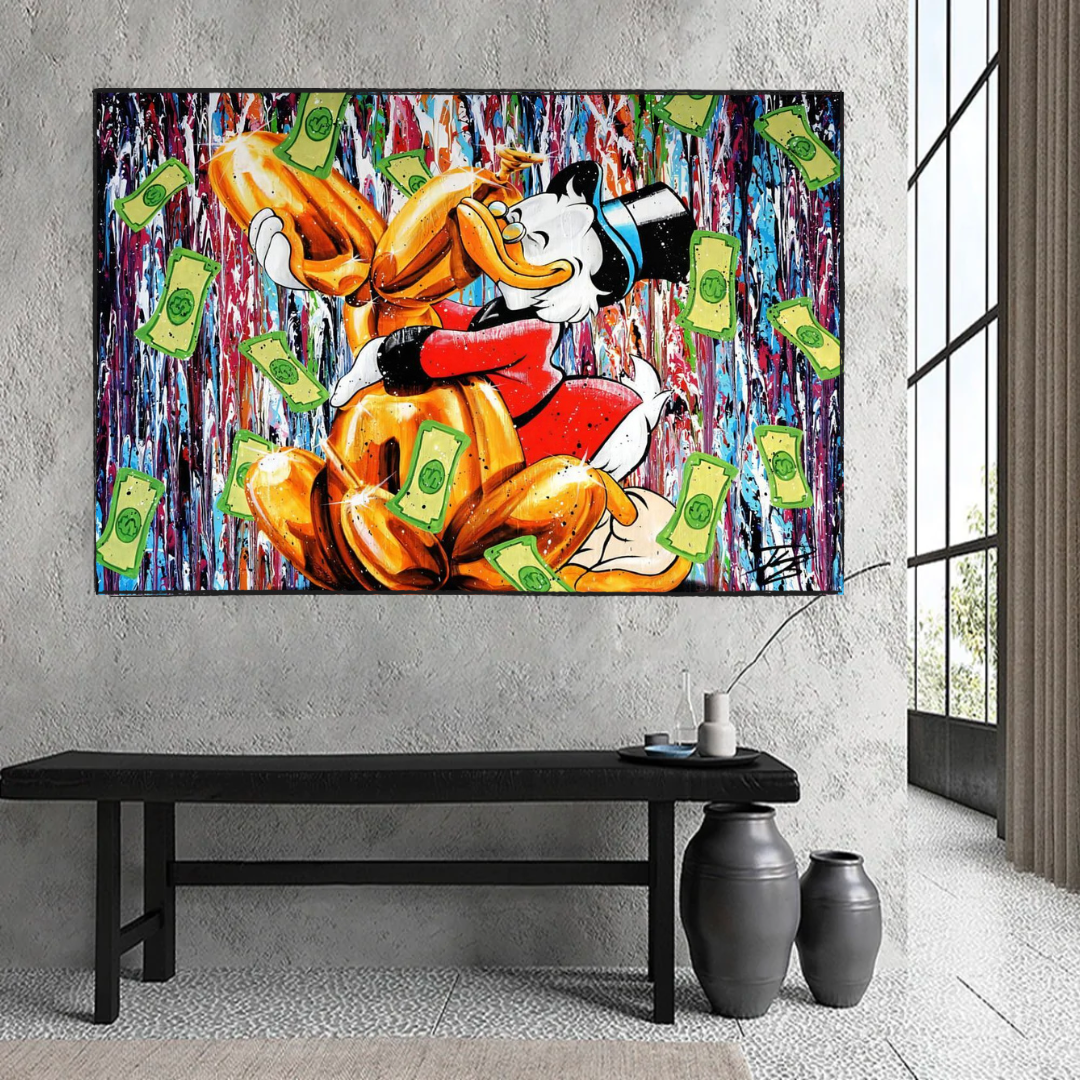 Banksy Scrooge McDuck and Dog Canvas Wall Art-ChandeliersDecor.com