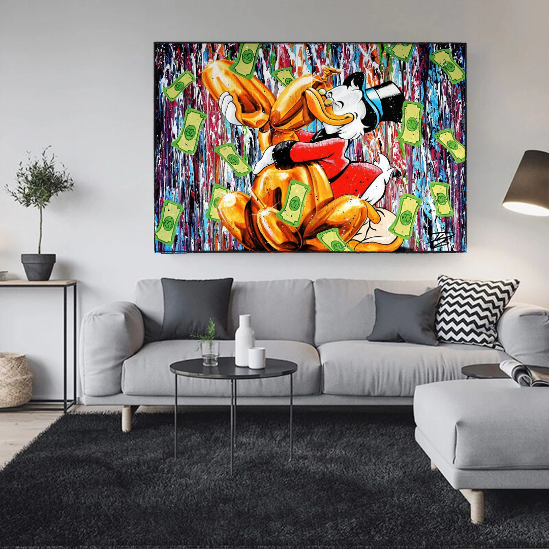 Banksy Scrooge McDuck and Dog Canvas Wall Art-ChandeliersDecor.com