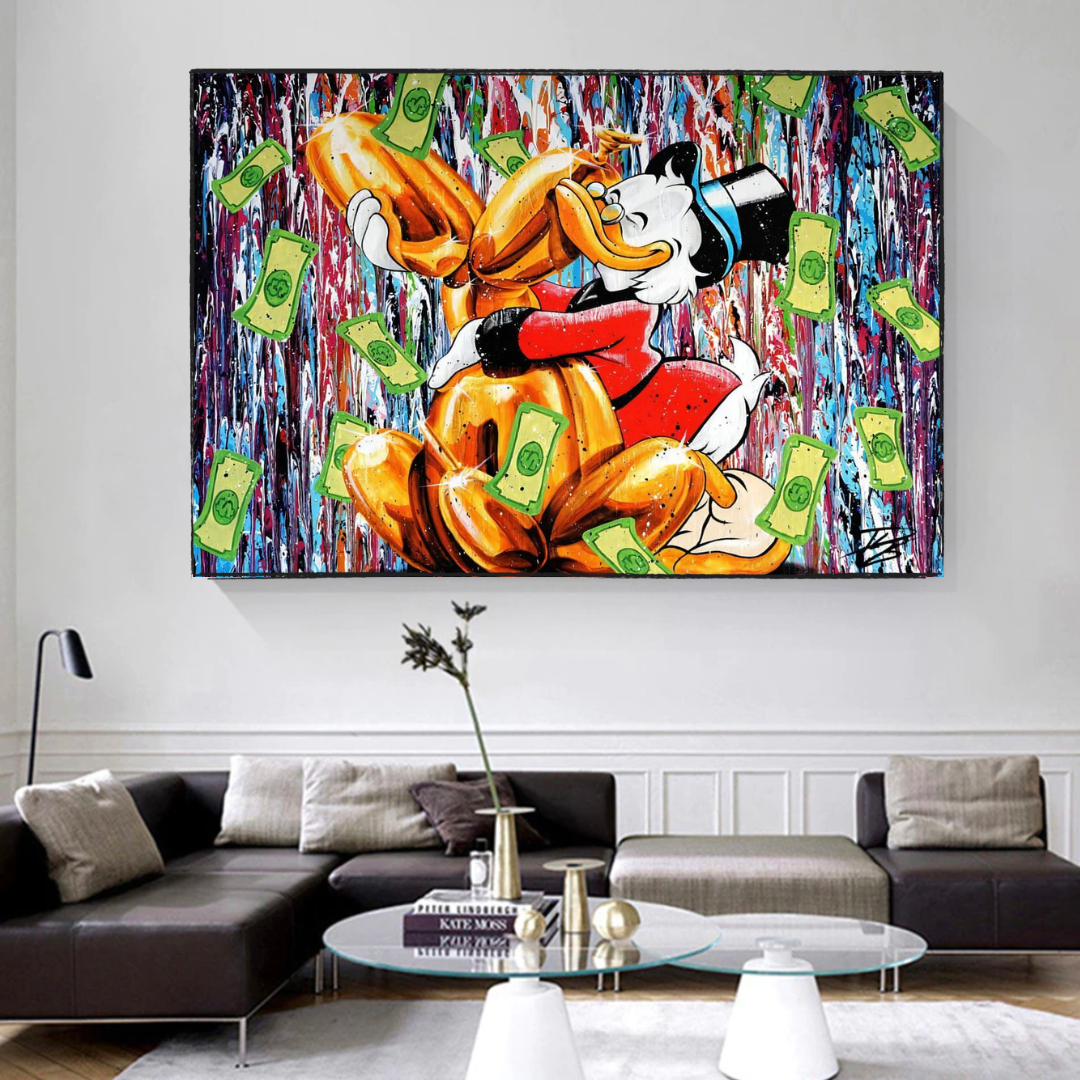 Banksy Scrooge McDuck and Dog Canvas Wall Art-ChandeliersDecor.com