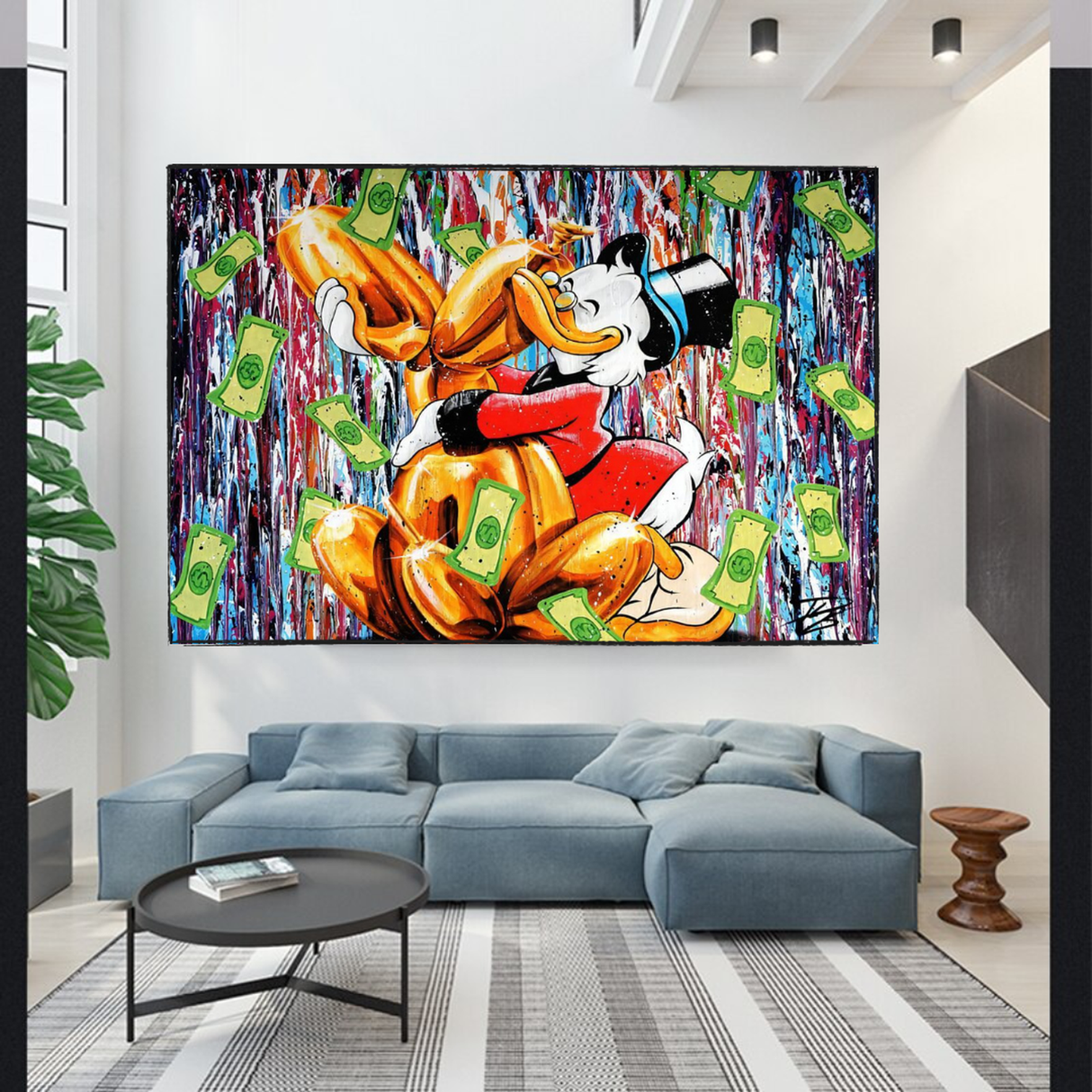 Banksy Scrooge McDuck and Dog Canvas Wall Art-ChandeliersDecor.com