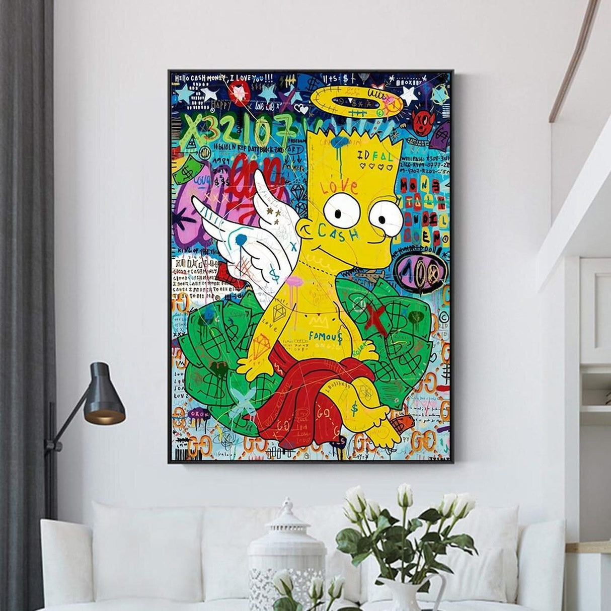 Banksy Simpsons Graffiti Canvas Art-ChandeliersDecor.com