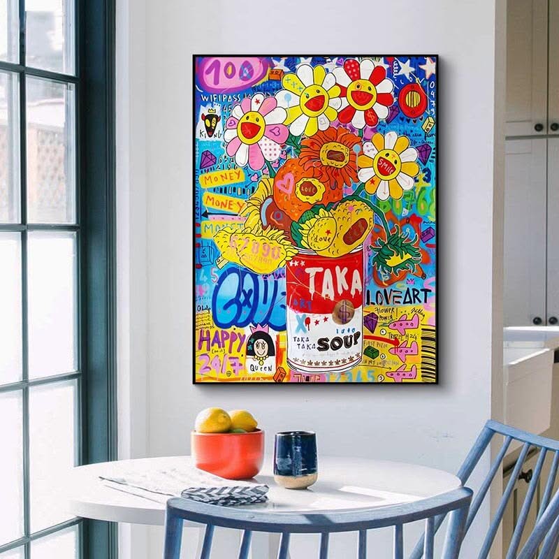 Banksy Soup Canvas Wall Art - Modern Urban Street Art Print-ChandeliersDecor.com