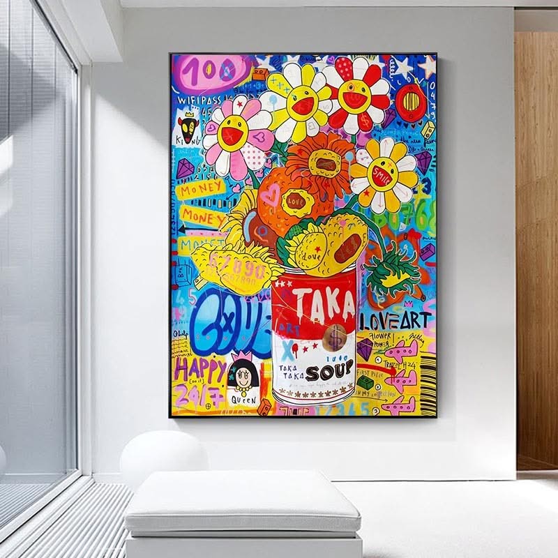 Banksy Soup Canvas Wall Art - Modern Urban Street Art Print-ChandeliersDecor.com