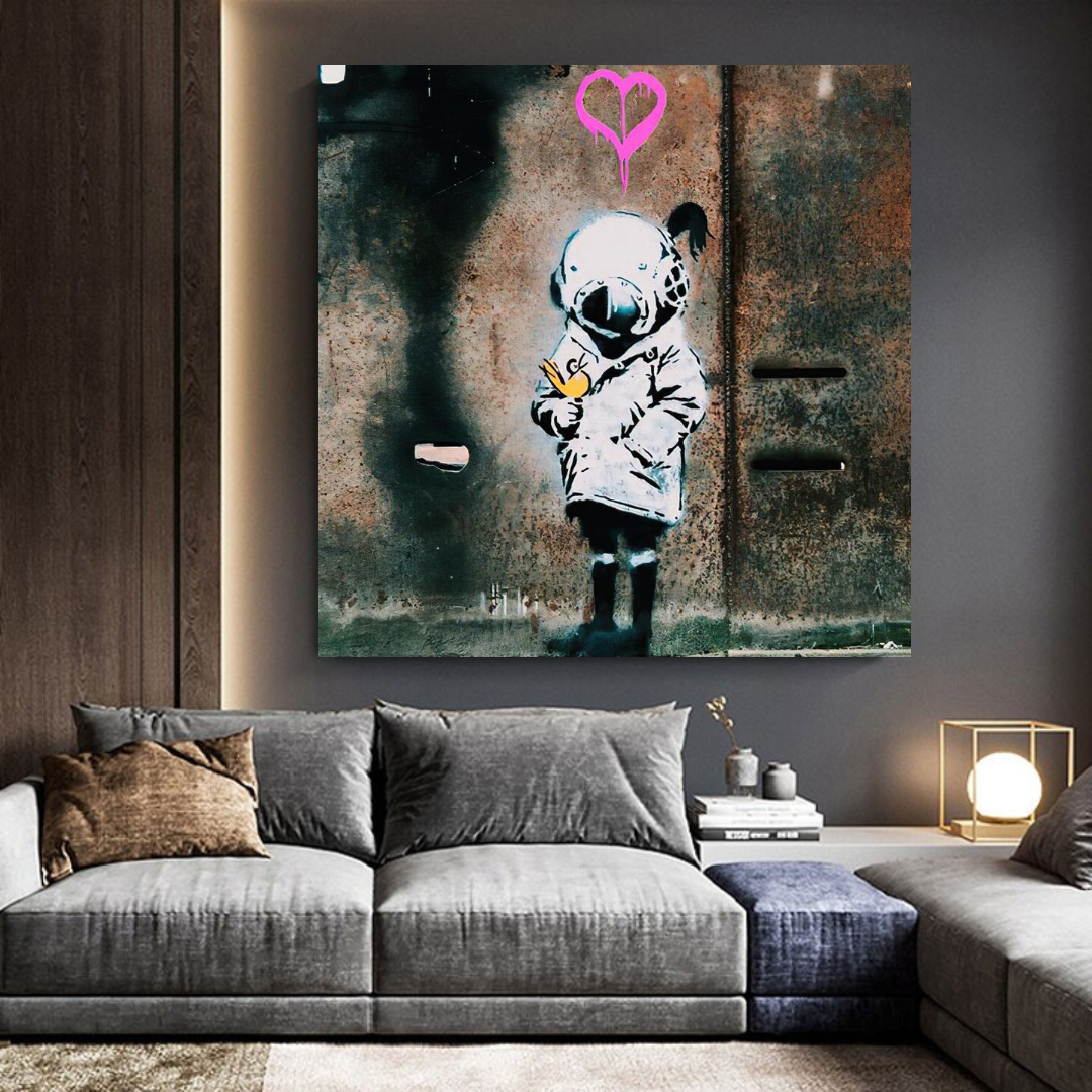Banksy Space Girl and Bird Wall Art - Captivating Design-ChandeliersDecor.com