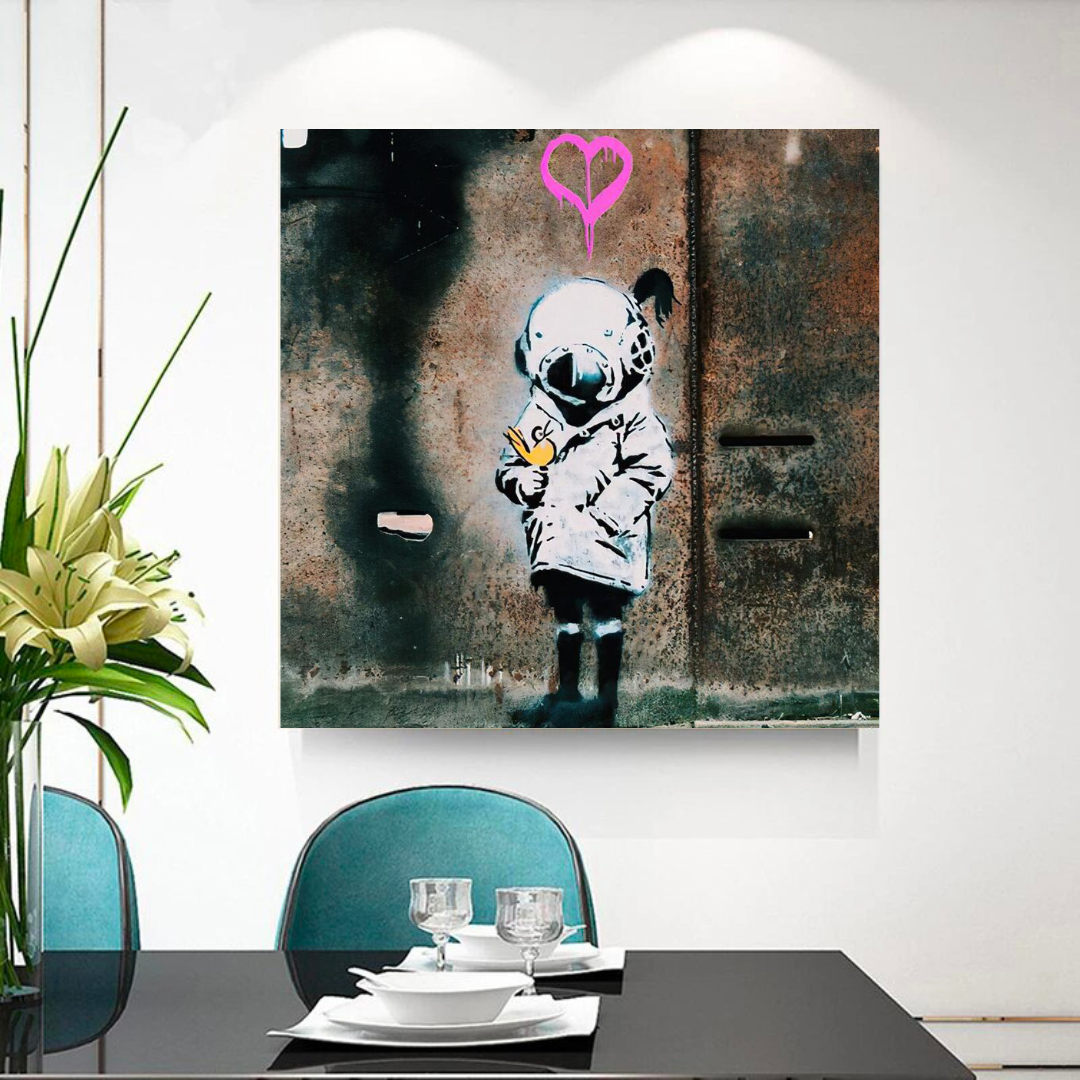 Banksy Space Girl and Bird Wall Art - Captivating Design-ChandeliersDecor.com