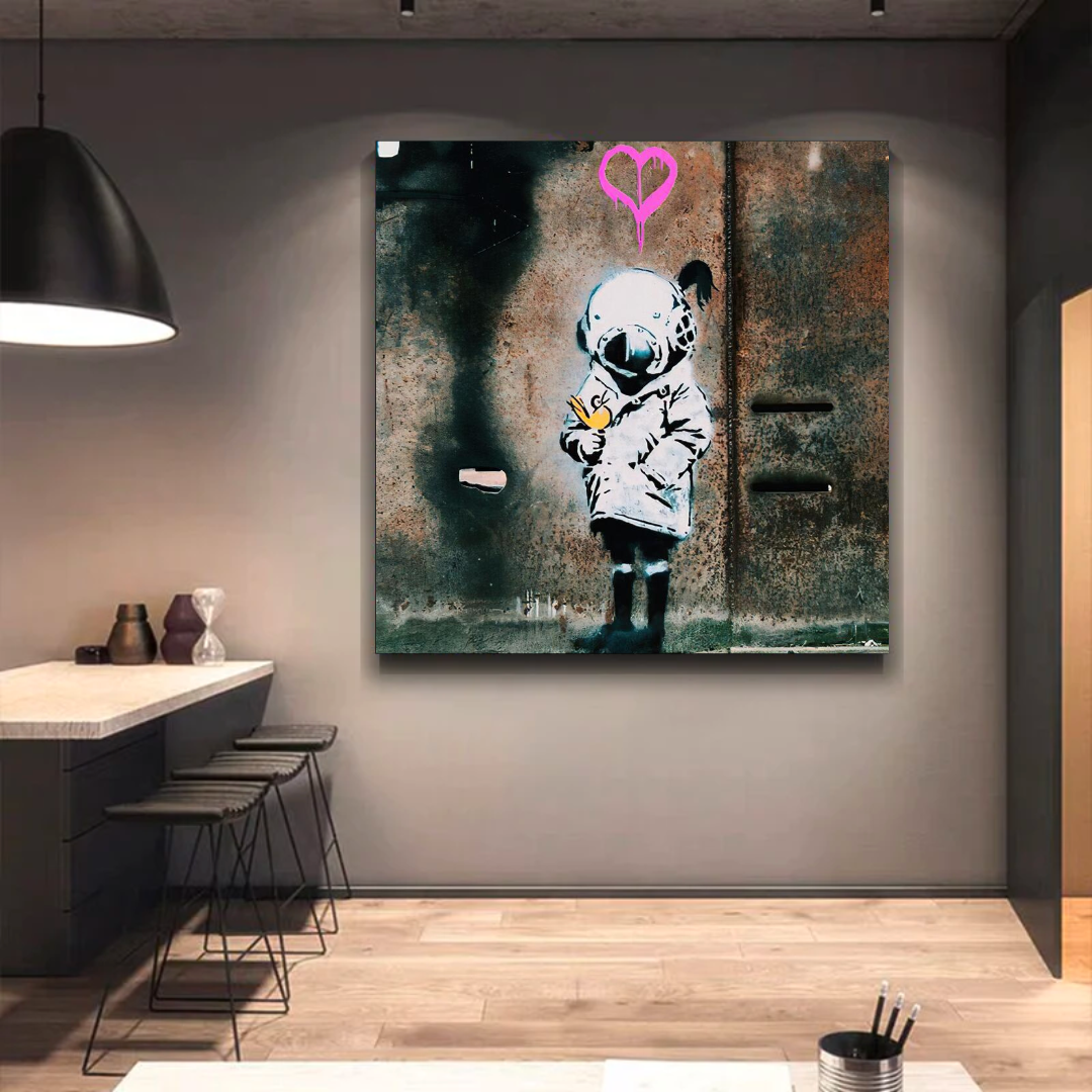 Banksy Space Girl and Bird Wall Art - Captivating Design-ChandeliersDecor.com