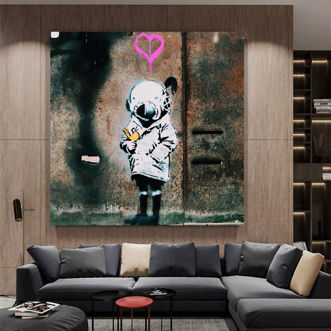 Banksy Space Girl and Bird Wall Art - Captivating Design-ChandeliersDecor.com