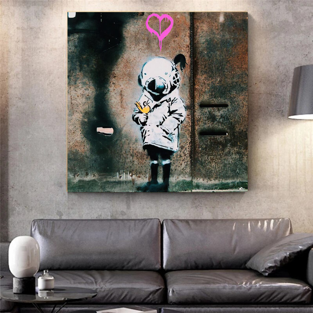 Banksy Space Girl and Bird Wall Art - Captivating Design-ChandeliersDecor.com
