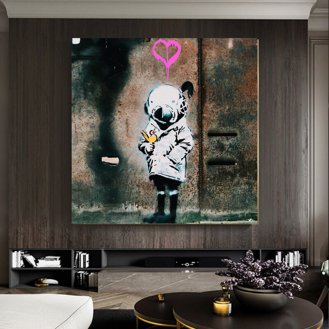 Banksy Space Girl and Bird Wall Art - Captivating Design-ChandeliersDecor.com