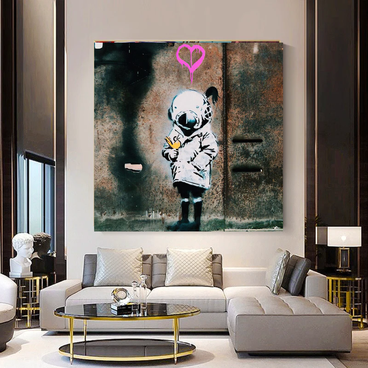 Banksy Space Girl and Bird Wall Art - Captivating Design-ChandeliersDecor.com