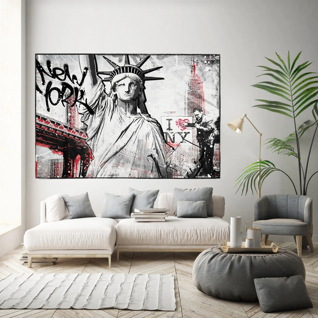 Banksy Statue of Liberty New York Canvas Wall Art-ChandeliersDecor.com