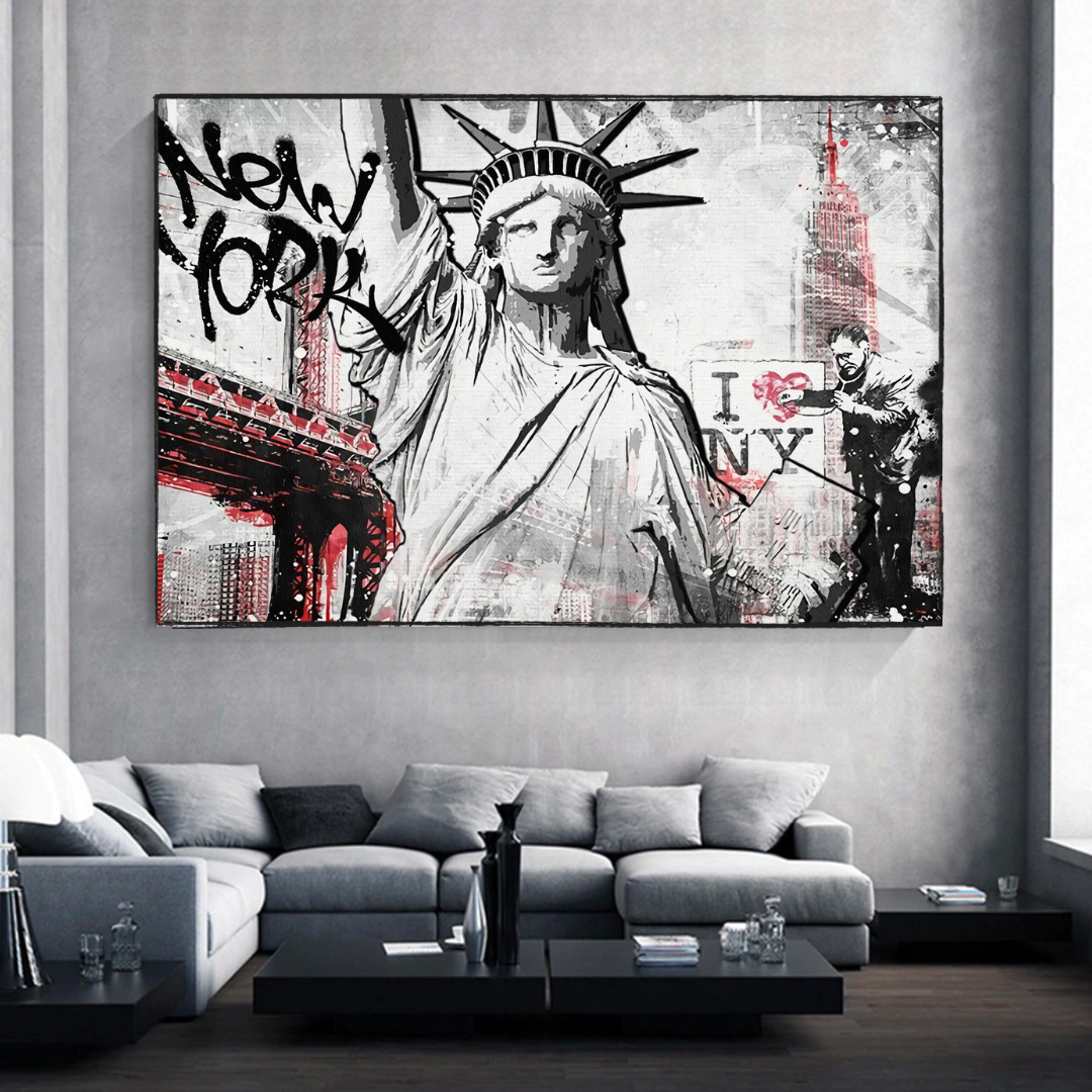 Banksy Statue of Liberty New York Canvas Wall Art-ChandeliersDecor.com