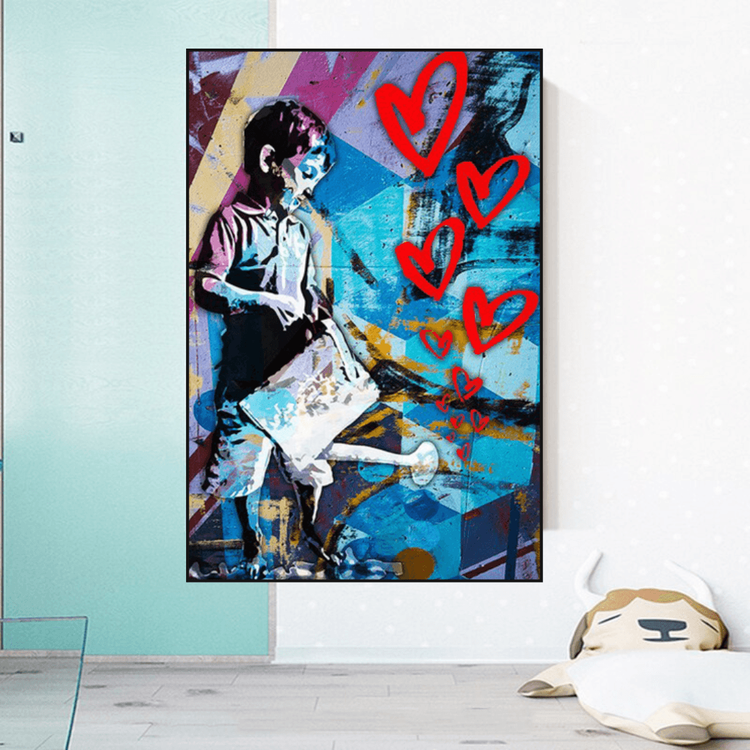 ChandeliersDecor.com-Banksy Wall Poster-Banksy Steet Art Boy Planting Love Canvas Wall Art