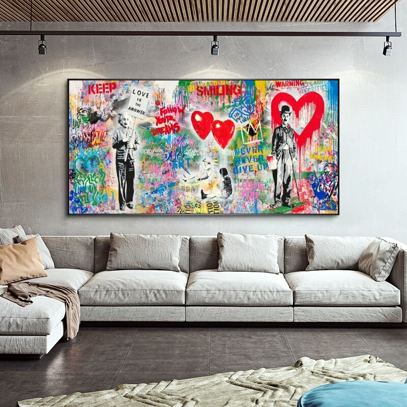 Banksy Wall Art Print Follow Your Dreams Keep Smiling - Home Decor-ChandeliersDecor.com