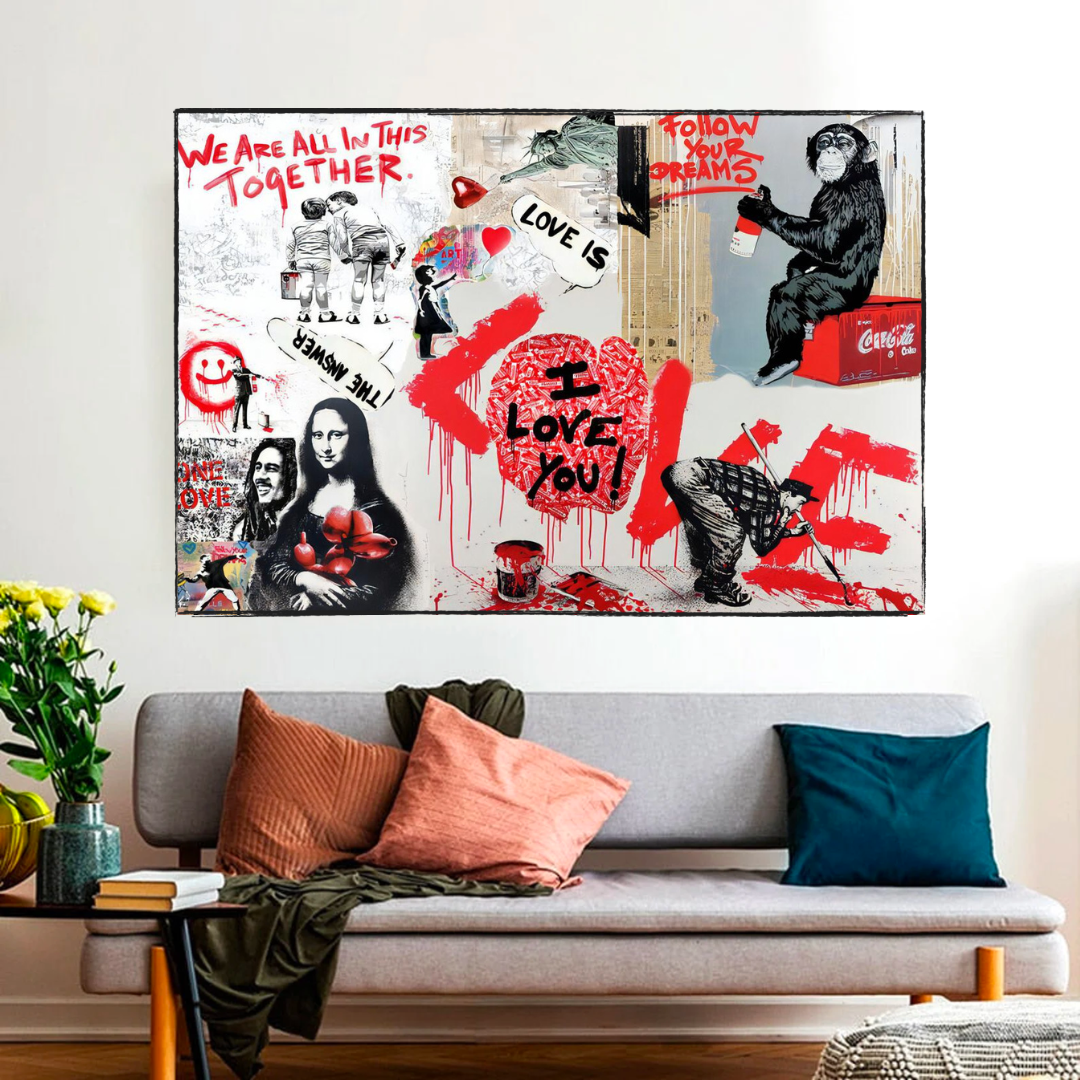 ChandeliersDecor.com-Banksy Wall Poster-Banksy We are all in this Together Canvas Wall Art