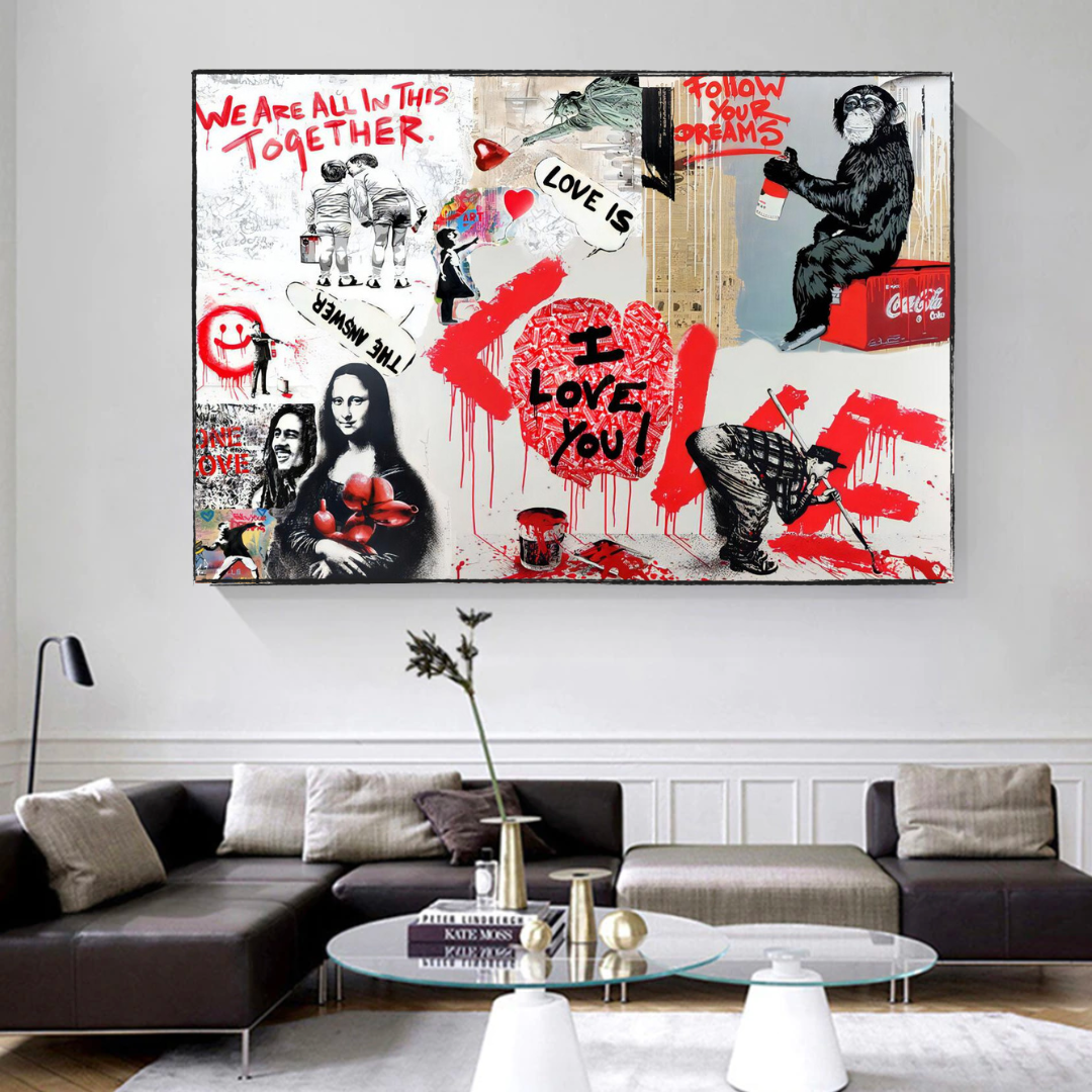 ChandeliersDecor.com-Banksy Wall Poster-Banksy We are all in this Together Canvas Wall Art