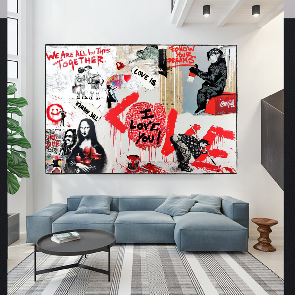 Banksy We are all in this Together Canvas Wall Art-ChandeliersDecor.com