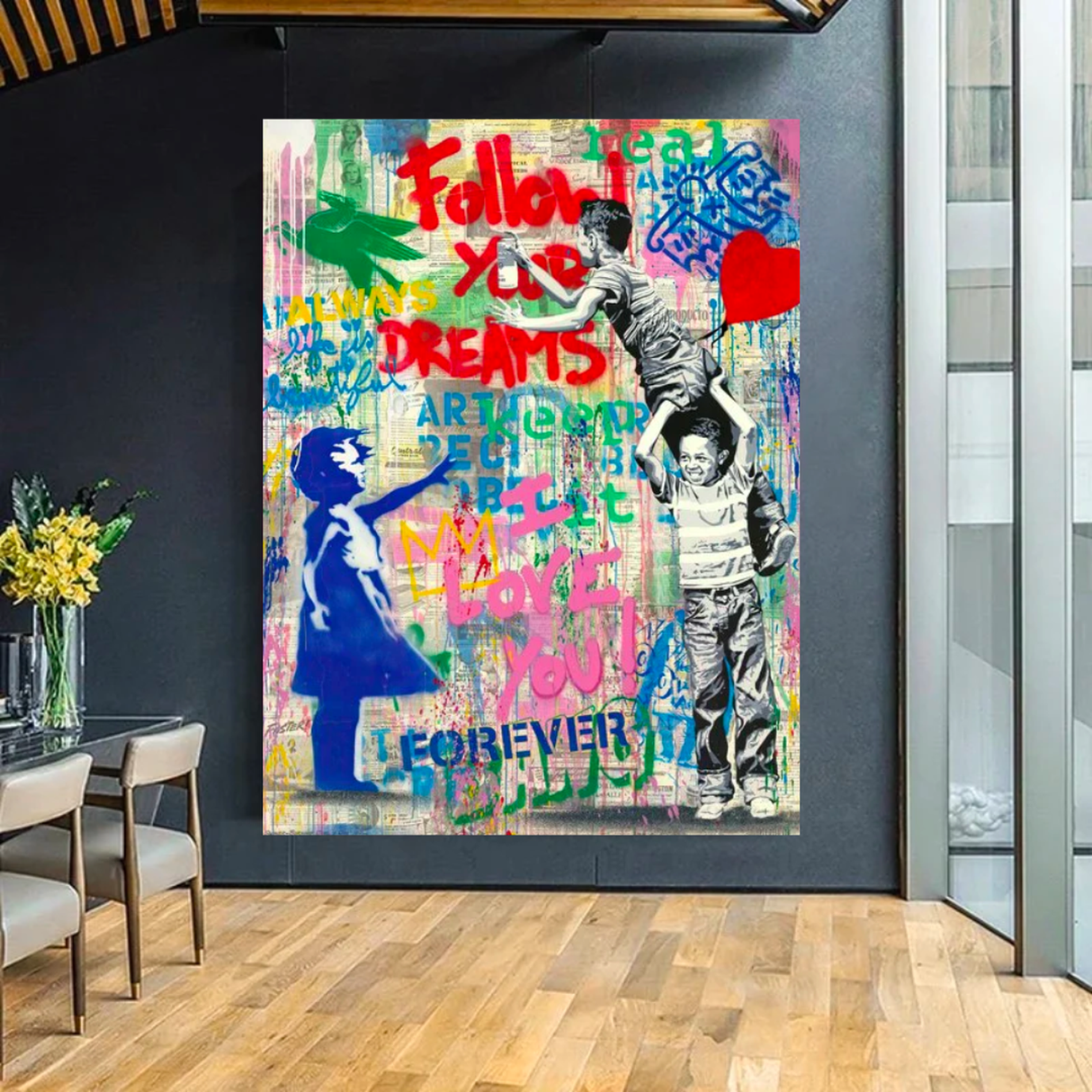 Banksy's 'Follow Your Heart' Canvas Wall Art-ChandeliersDecor.com