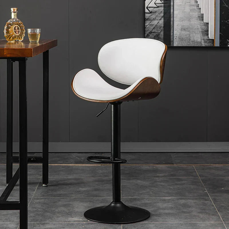 ChandeliersDecor.com-Bar Stools-Banqueta Leather Bar Stool width Oak Wood Base