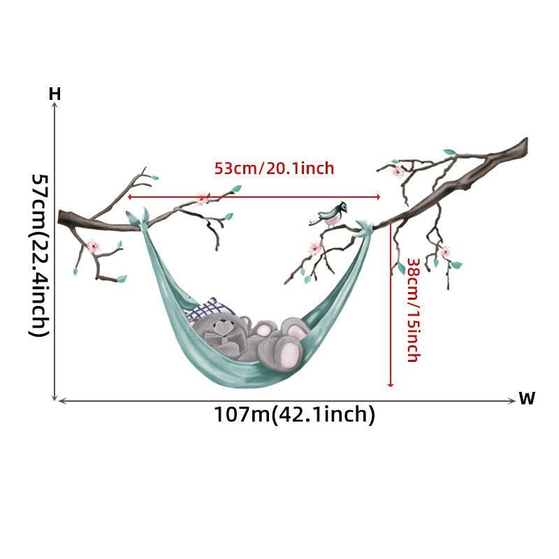 ChandeliersDecor.com-Home Decor Decals-Bear Reading Book on Hammock Wall Stickers - Decal for Book Lovers