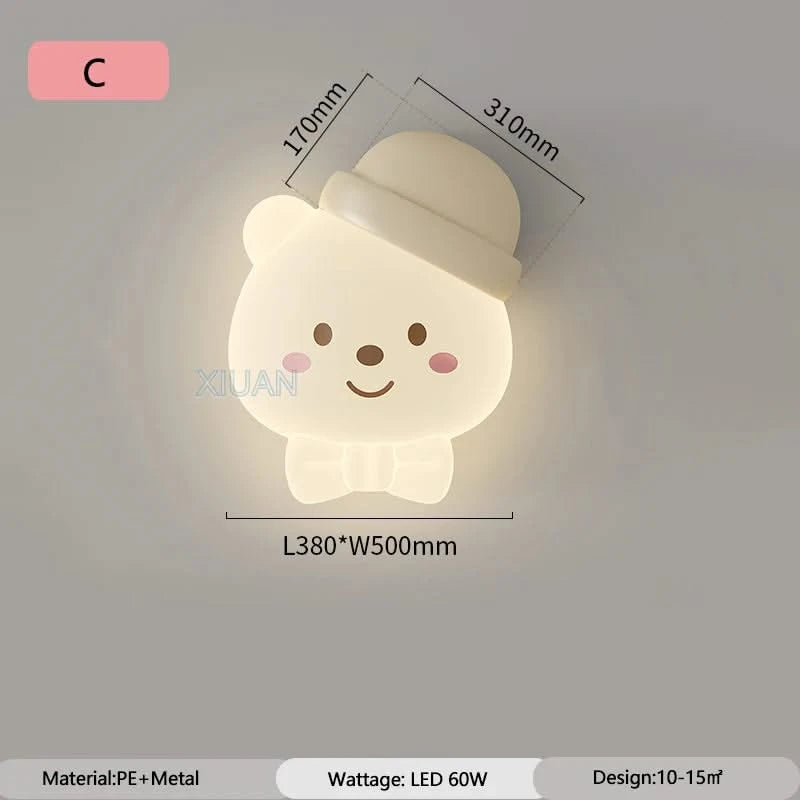 ChandeliersDecor.com-Kids Room Nursery Lighting-Bear Sleeping in Moon Cap Ceiling Light for Kids Room