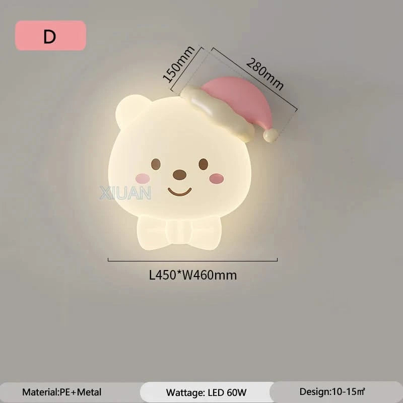 ChandeliersDecor.com-Kids Room Nursery Lighting-Bear Sleeping in Moon Cap Ceiling Light for Kids Room