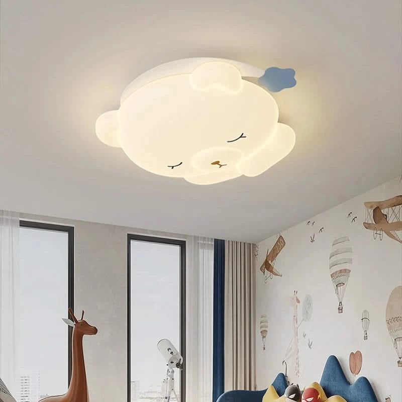 ChandeliersDecor.com-Kids Room Nursery Lighting-Bear Sleeping in Moon Cap Ceiling Light for Kids Room