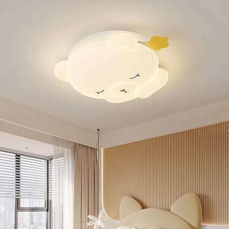 ChandeliersDecor.com-Kids Room Nursery Lighting-Bear Sleeping in Moon Cap Ceiling Light for Kids Room