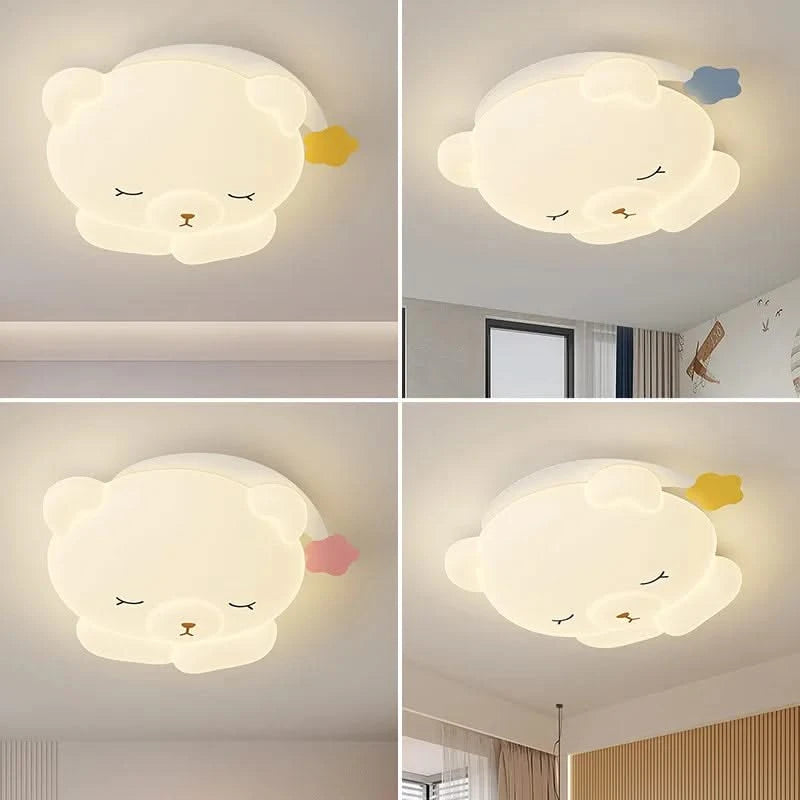ChandeliersDecor.com-Kids Room Nursery Lighting-Bear Sleeping in Moon Cap Ceiling Light for Kids Room