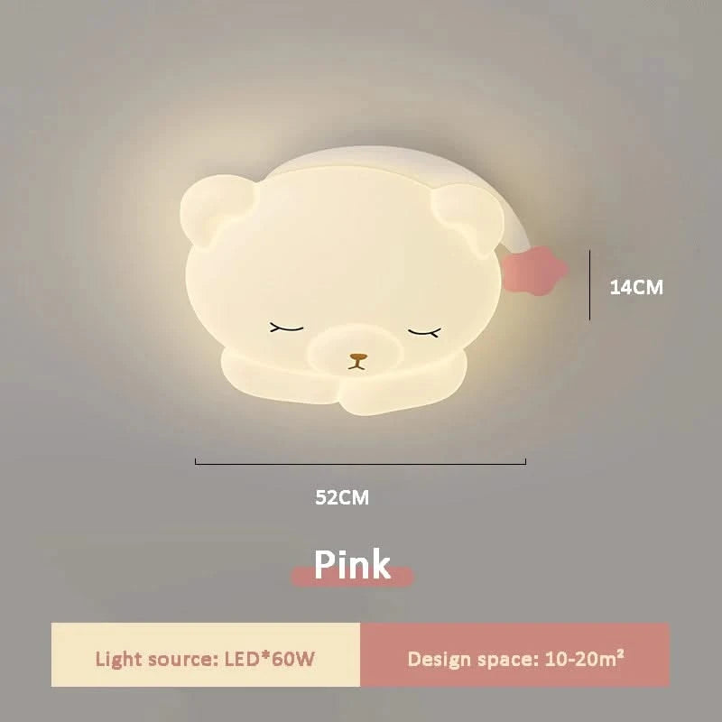 ChandeliersDecor.com-Kids Room Nursery Lighting-Bear Sleeping in Moon Cap Ceiling Light for Kids Room