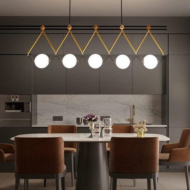 ChandeliersDecor.com-Kitchen Island-Black and Gold Globe LED - Glass Balls Hanging Light