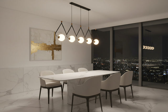 ChandeliersDecor.com-Kitchen Island-Black and Gold Globe LED - Glass Balls Hanging Light