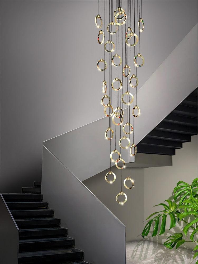 ChandeliersDecor.com-Staircase Chandelier-Black Minimalist Rotating Staircase Chandelier