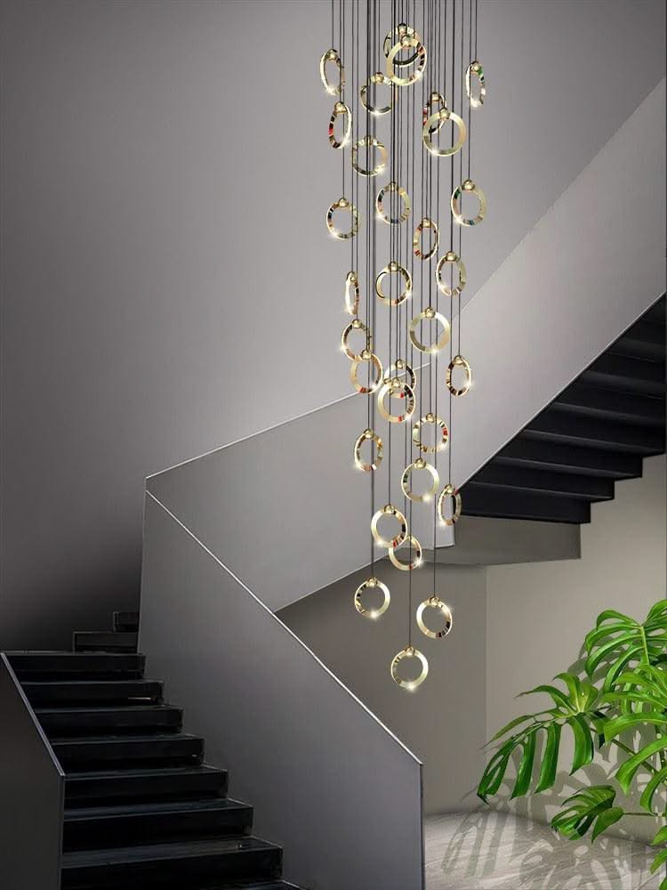 ChandeliersDecor.com-Staircase Chandelier-Black Minimalist Rotating Staircase Chandelier