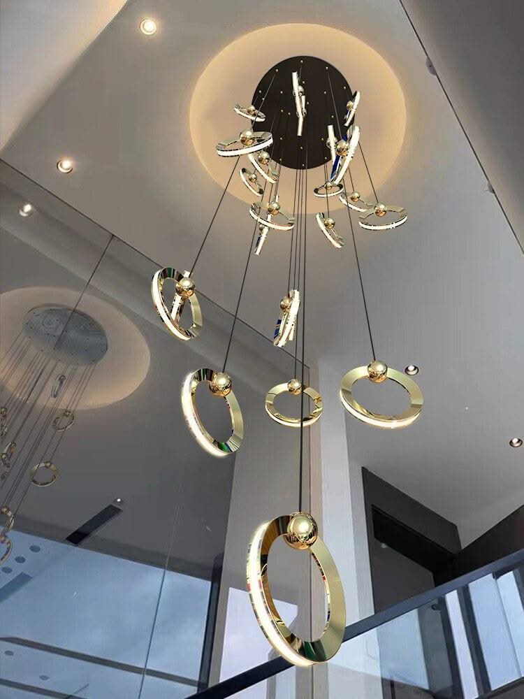 ChandeliersDecor.com-Staircase Chandelier-Black Minimalist Rotating Staircase Chandelier