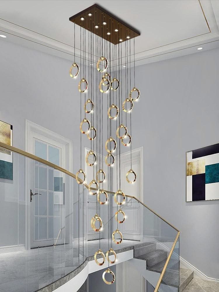 ChandeliersDecor.com-Staircase Chandelier-Black Minimalist Rotating Staircase Chandelier