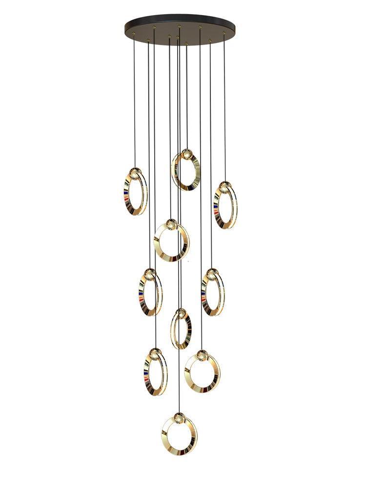 ChandeliersDecor.com-Staircase Chandelier-Black Minimalist Rotating Staircase Chandelier