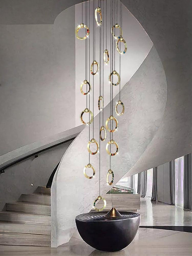 ChandeliersDecor.com-Staircase Chandelier-Black Minimalist Rotating Staircase Chandelier