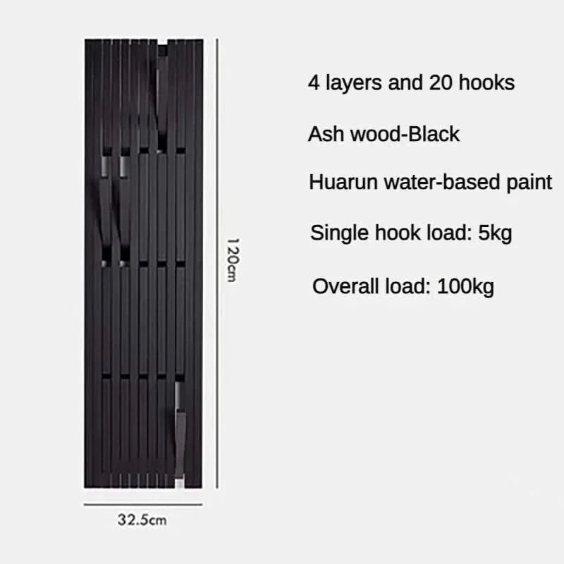 Black Oak Wood Piano Wall Hanging Coats Organiser-ChandeliersDecor.com