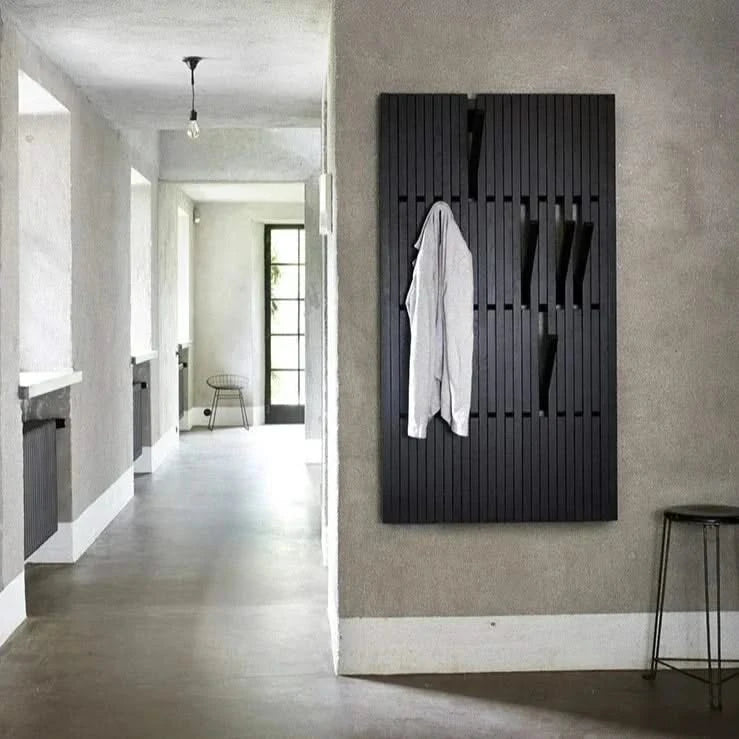Black Oak Wood Piano Wall Hanging Coats Organiser-ChandeliersDecor.com