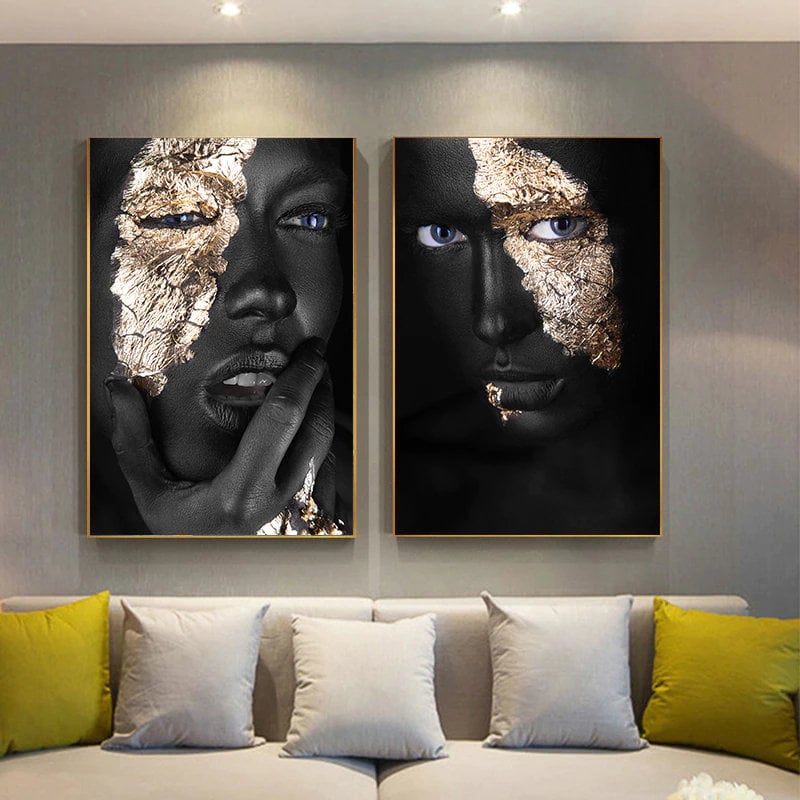 ChandeliersDecor.com-Wall Posters-Black Woman Masked Wall Art: Expressive and Empowering Pieces