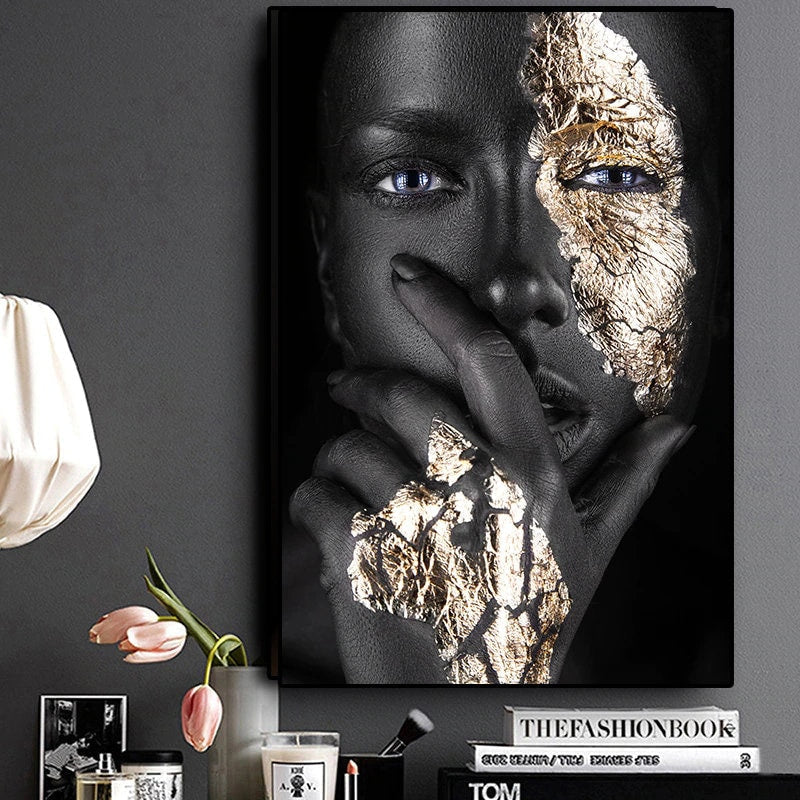 ChandeliersDecor.com-Wall Posters-Black Woman Masked Wall Art: Expressive and Empowering Pieces